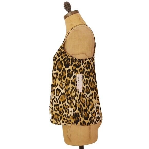 Abound Printed Camisole Tank Top XXS Spaghetti Strap Lined Tan Leopard NWT B38 - Picture 5 of 5